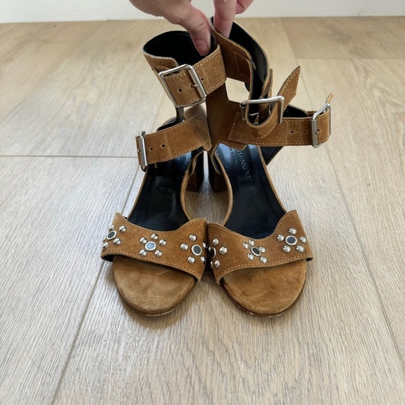 Rebecca Minkoff Sophia Suede Studded Flower Studded Block Heel Sandal - Picture 3 of 6